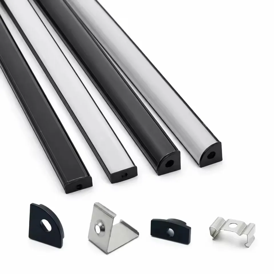 LED Aluminum Profile Black Cover led bar 50cm led light Strip led profile aluminium For interior house Ceiling wall corner