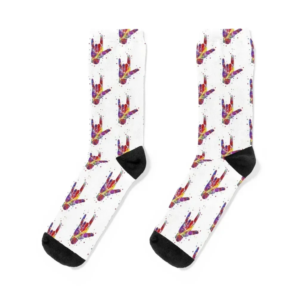 

I love you ASL sign language, watercolor sign language, I love you American Sign Language Socks