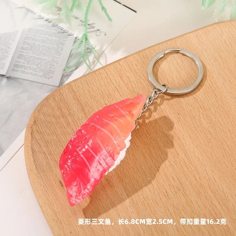 sushi keychain Simulated Sushi Rice Ball Model Geometric Keychain for Women Girls Seafood Series Car Bag Accessories Key Ring