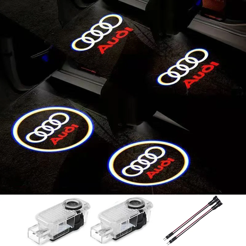 【セール中】アウディ A1 A3 8P 8V A4 A5 A6 A7 A8 Q3 Q5 Q7 Q8 Sライン TT ロゴ プロジェクター ゴーストシャドウランプ 車のドアウェルカムライト 2個