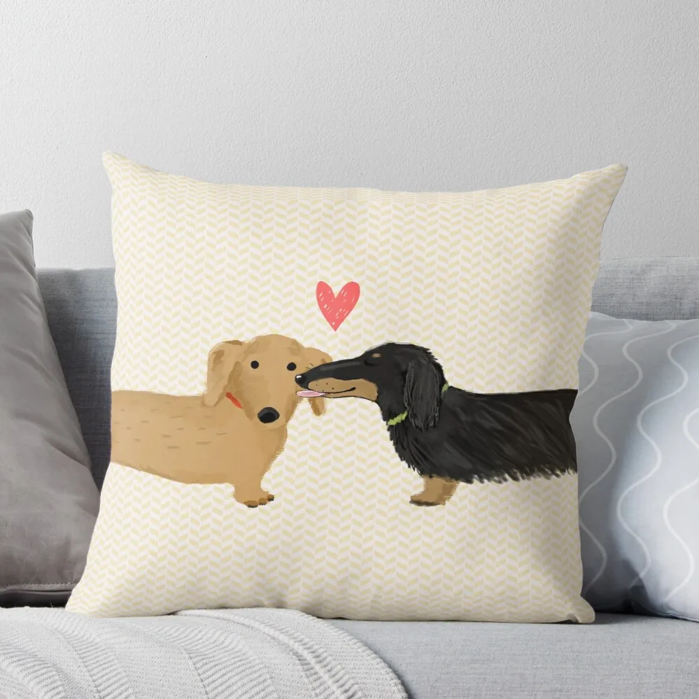 

Dachshunds Love Throw Pillow Decorative Sofa Cushions Christmas Pillows Couch Cushions