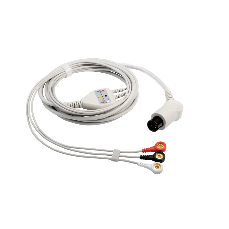 6 Pin 3 นําสายเคเบิล ECG มาตรฐาน AHA วัสดุสิ้นเปลืองทางการแพทย์สําหรับ Mindray