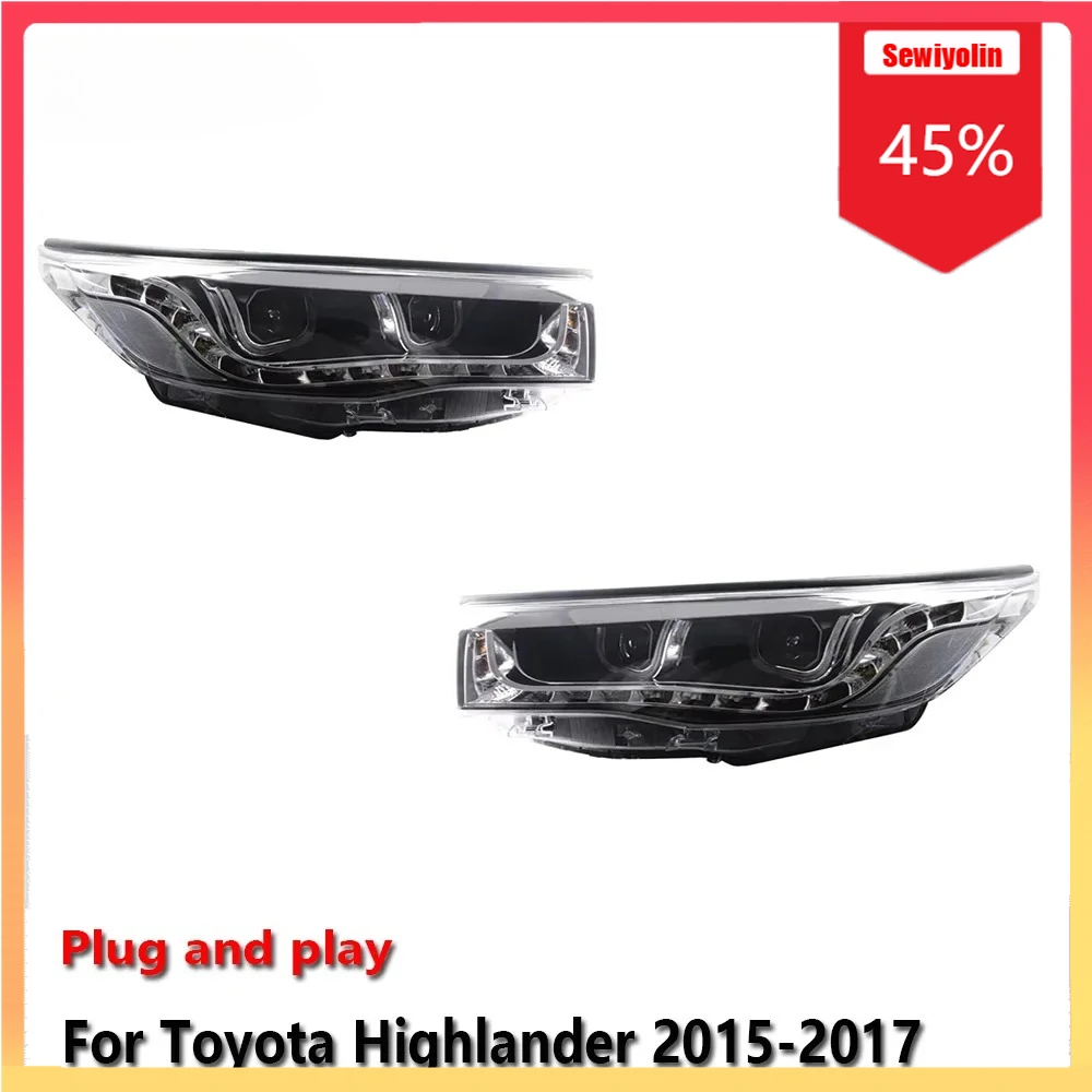 

Автомобильные светодиодные фары, автомобильные детали для Toyota Highlander 2015-2017, противотуманные DRL, стоп-сигнал, указатель поворота, Plug and Play