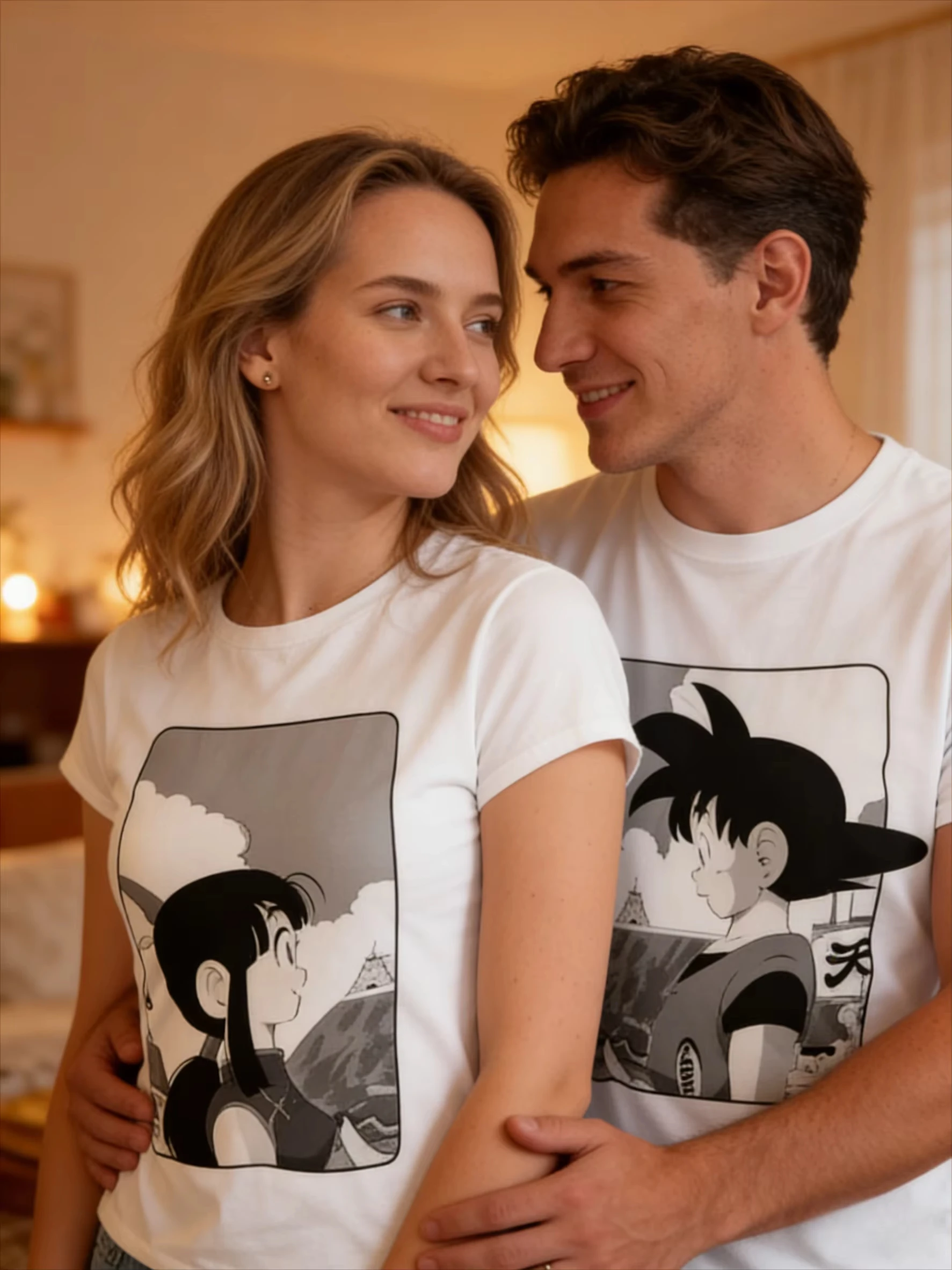 2026 Summer Dragon Ball Retro Anime T-Shirt Couple Outfit Goku Chi-Chi Casual Loose Sports Tee Classic Scene Design Y2K Style