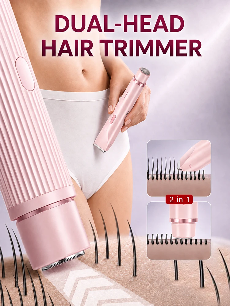 2-in-1-デュアルヘッドシェーバー-女性用脱毛器-ボディヘアトリマー、毛根除去器