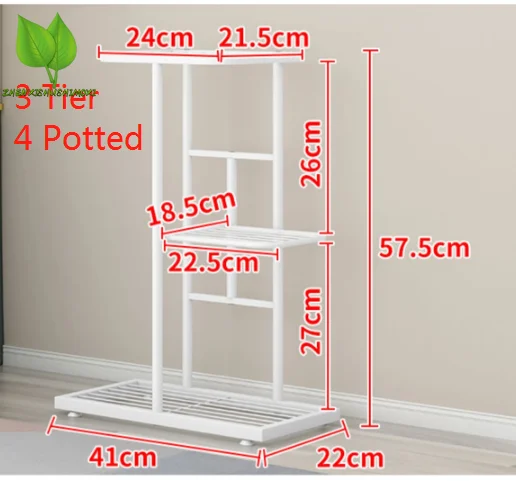 Metal Flower Pot Holder, Flowerpot Shelf, 4 Tier, 5 Potted Plant Stand, Storage Rack, Display Stand for Indoor Garden Decor