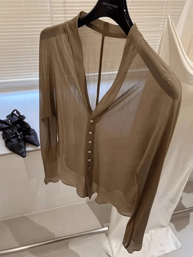 Повседневная женская верхняя одежда Long Sve Pure Color irt Faion для похудения Sli Commute Sle Button Detail Regular Fit irt