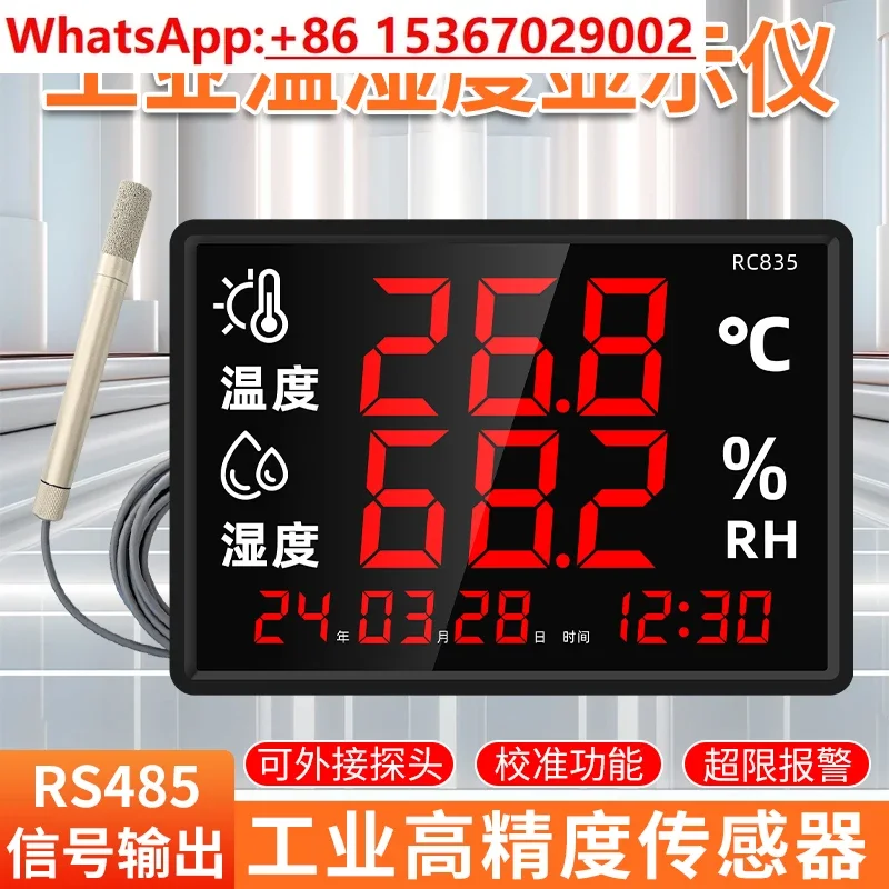 Enjoy Thermohygrometer Industrial Greenhouse Aquaculture Warehouse Wall Mounted Large Screen Display High Precision RS485