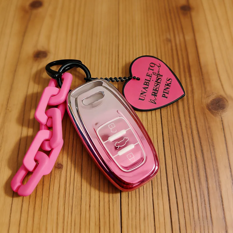 Funda Protectora de TPU Rosa Sakura para Llaves de Audi A4 A5 A6 A7 A8 Q8 Q5 S6 S7 S5 S4 RS6 RS7, Cubierta para Llave Inteligente de Coche, Funda para Control Remoto
