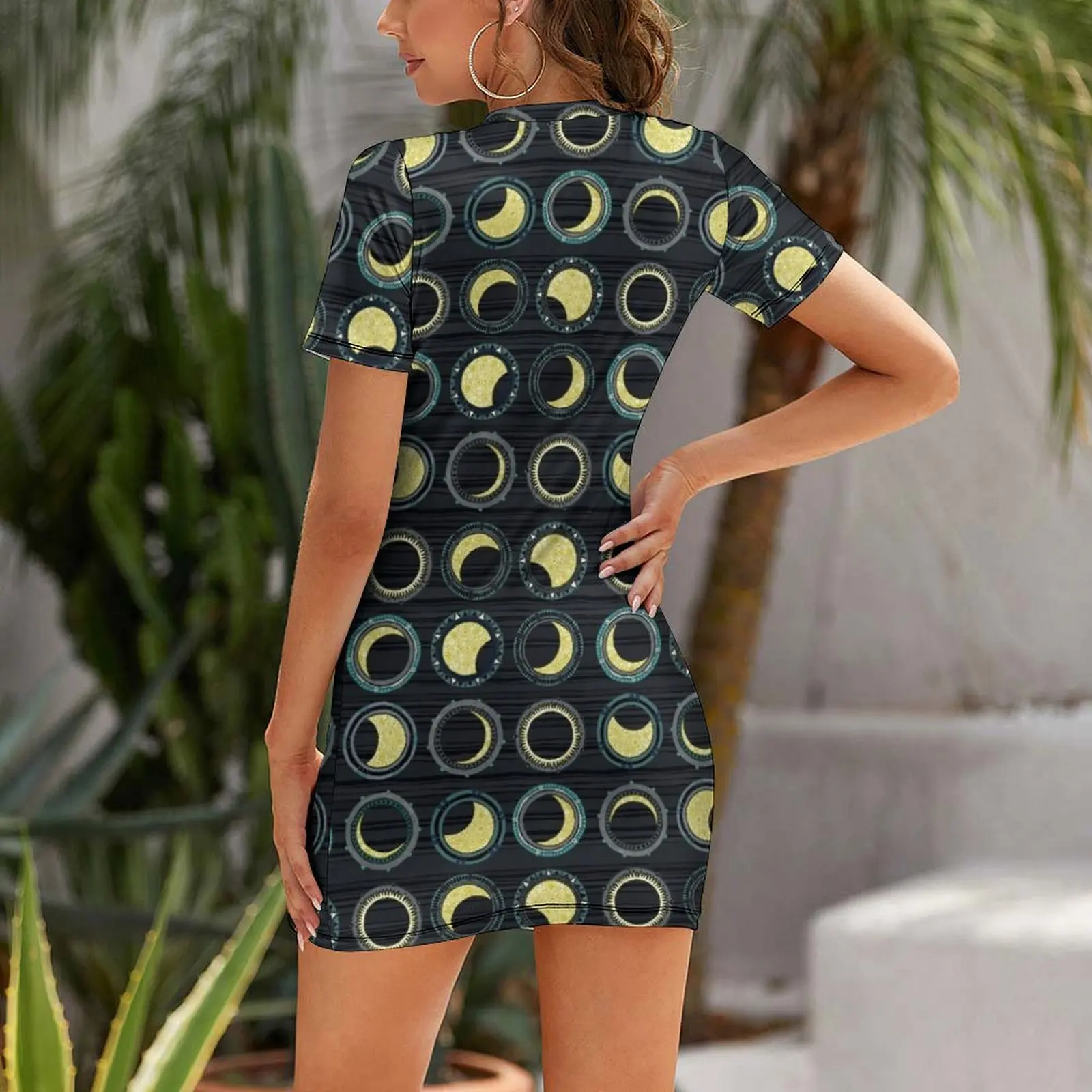 solar eclipse mandala Short Sleeved Dress Female dress Summer skirt Dress