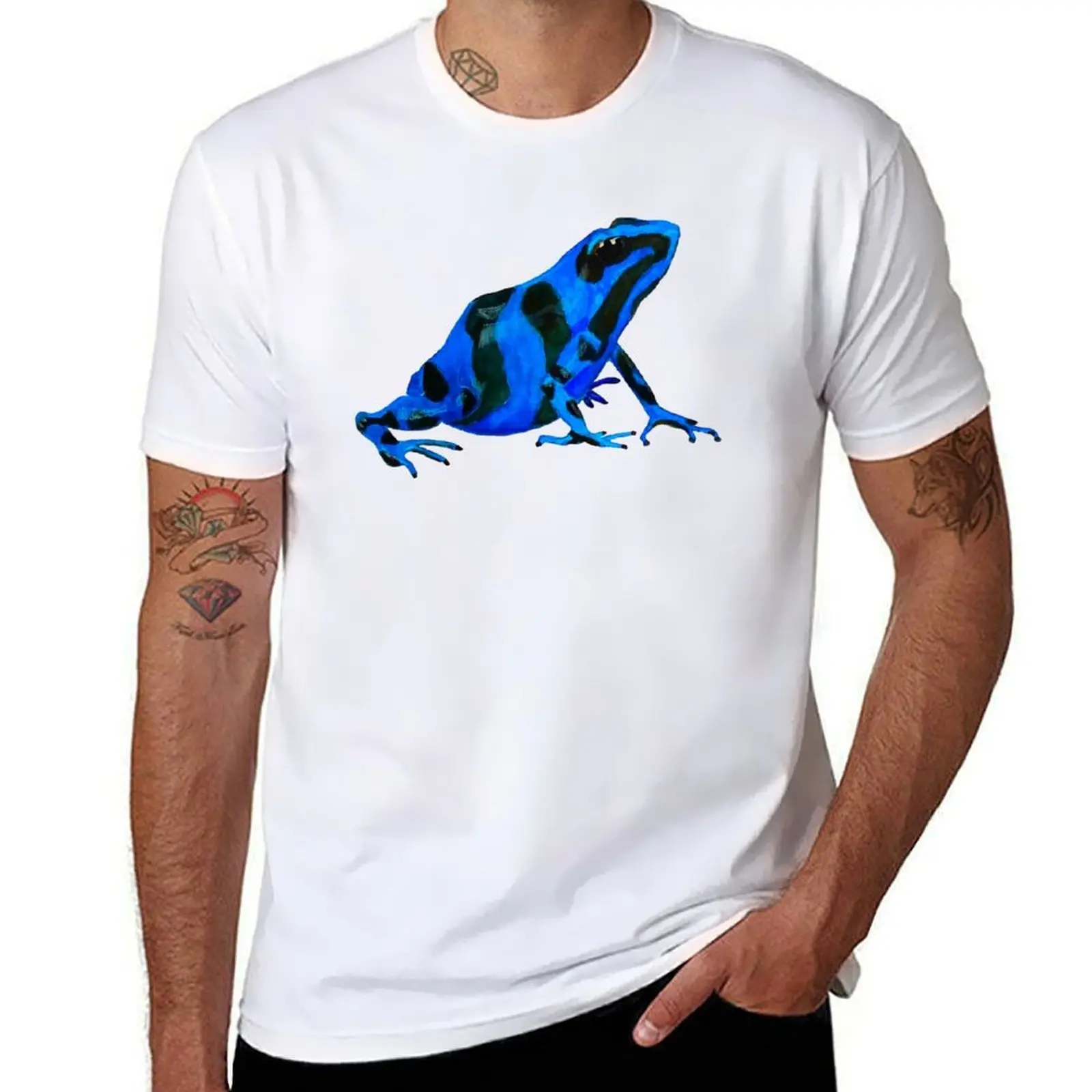 

Blue Watercolor Frog T-Shirt t shirt man casual t shirt custom print T-Shirt