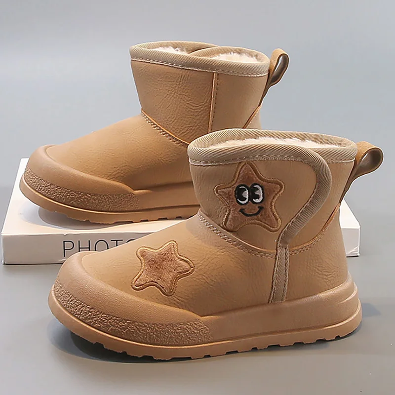 

Winter Snow Boots For Children 2025 Designers Boy's Girl's Plush Boots Cartoon Thick Warm Kid's Cotton Shoes Teenager Warm Boots