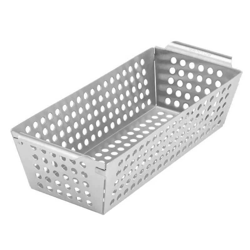 Outdoor Rectangle Deep Bottom BBQ Drain Tray Grid Portable Anti-rust Vegetable Fried Basket Tray