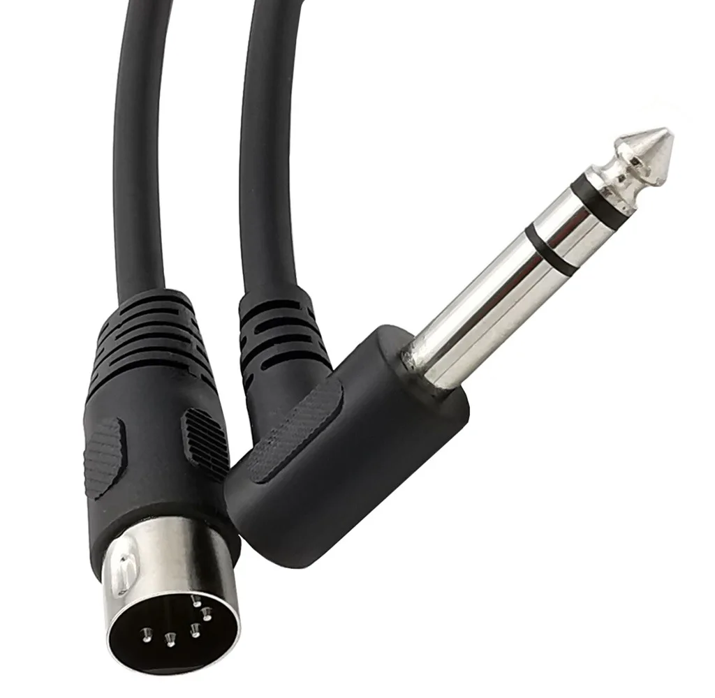 MIDI Din 5Pin Male to Monoprice 6.35mm (1/4 Inch) Male TRS Stereo Audio Cable 0.2m；