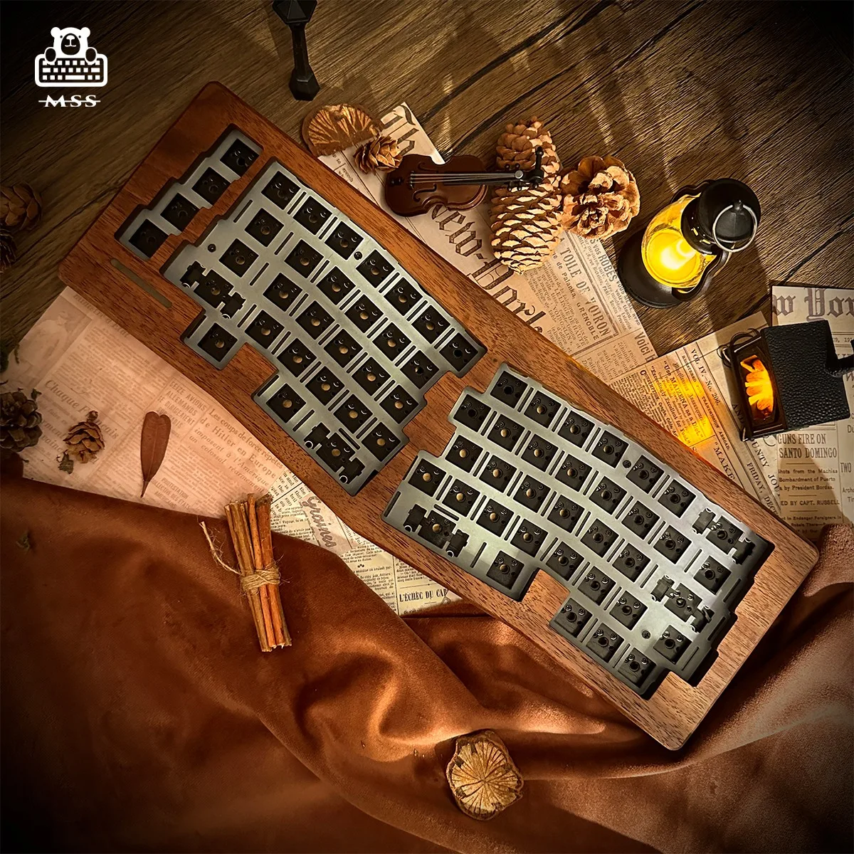 Mss 65 Alice Walnuss mechanische Tastatur Walnuss Bluetooth Dual-Mode-Dichtung Hot Swap able Ergonomie Gaming-Tastatur Unterstützung über