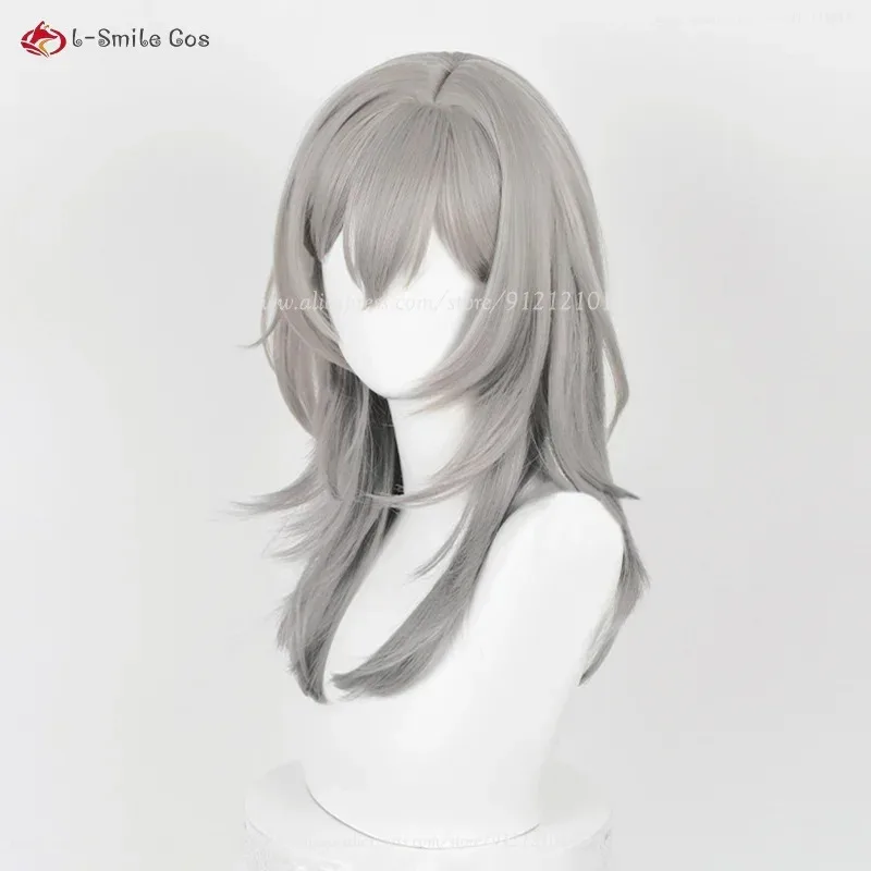qq38 أنيمي Caelus Stelle شعر مستعار تأثيري 52 سنتيمتر/36 سنتيمتر رمادي تريل بليزر أنيمي الباروكات مقاومة للحرارة خصلات الشعر المستعار