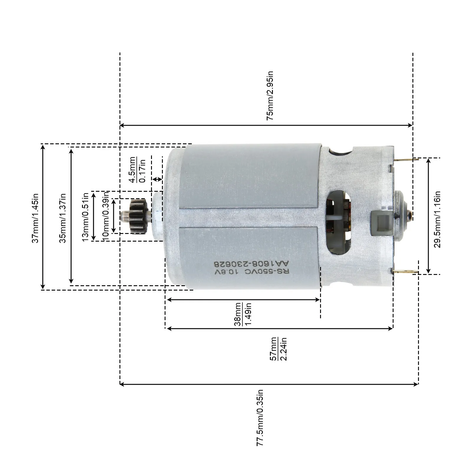 RS550 DC Motor 10.8V 12V 14.4V 18V 13 Teeth Diameter Gear Micro Motor Fit for BOSCH GSR10.8-2-LI / GSR10.8V / Electric Drill