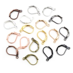 30-50 unids/lote 15*10mm plata oro palanca francesa ganchos para pendientes ajustes de alambre aros Base pendientes para hacer joyas DIY suministros