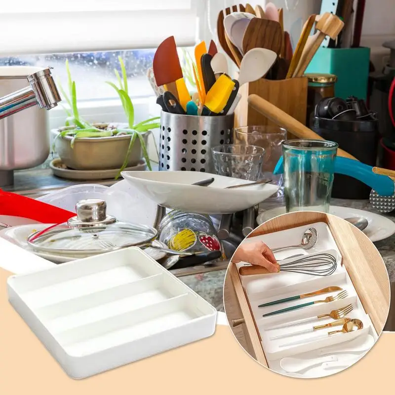 

Drawer Organizer Kitchen Utensils Retractable Silverware Tray Cutlery Organizer Multifunctional Utensil Tray For Kitchen Cutlery