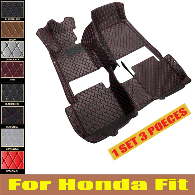 

Car Floor Mats For Honda Fit Jazz GK3 4 5 6 7 2014~2020 Carpet Mat Luxury Leather Rug Interior Parts Car trunk mat GH7 GP5 6