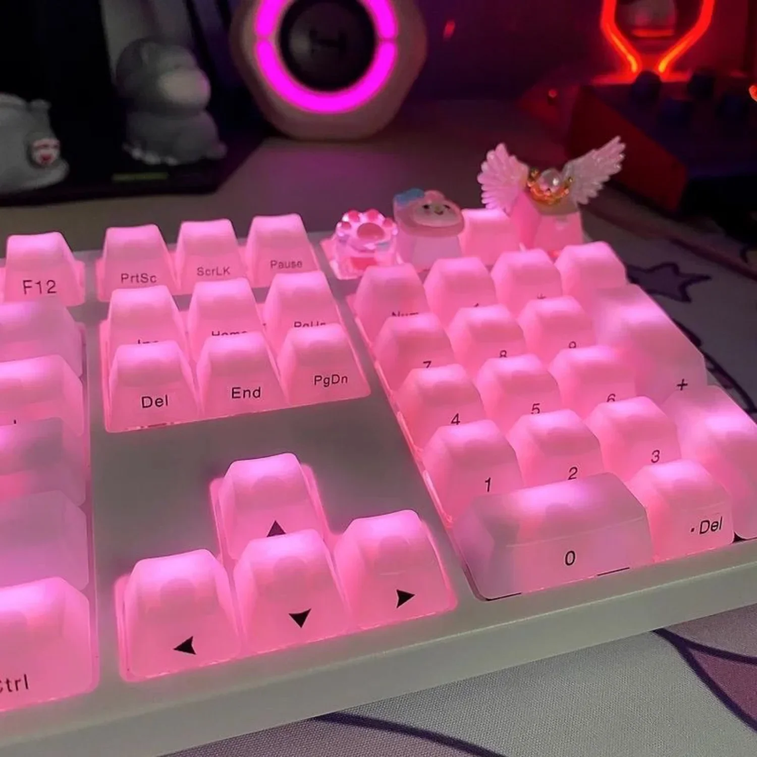 GEFENSI OEM Keycaps For Mechanical Gaming Keyboard, Transparent, ABS, Matte, Transparent, Personalized, 61 Keys, 60, 64, 84, 98,