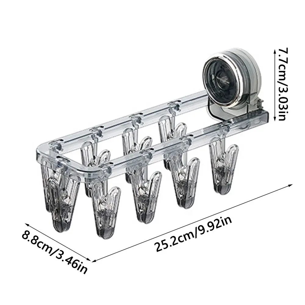 New Wall Mounted Suction Cup Hanger Non Perforated Multifunctional Drying Sock Rack with Clip U-Shaped Clothes Drying Racks