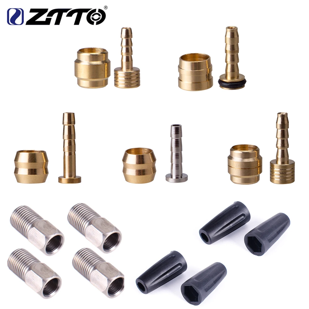 ZTTO 4 Set MTB Bicycle Hydraulic Disc Brake Oil Hose Connector Mountain Bike Cable Insert And Olive Locking Bolt Set BH59 BH90