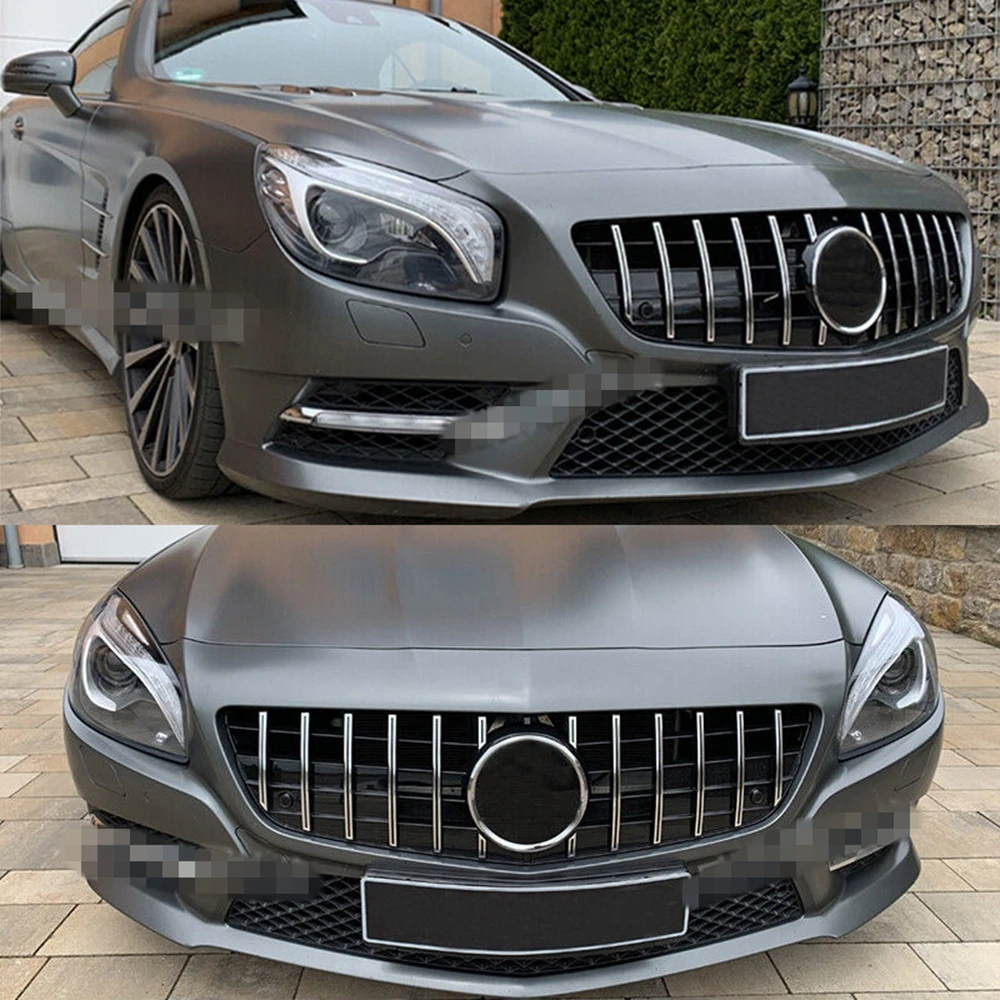 FOR Mercedes SL Class R231 GT Grille Vertical Front Bumper Racing Grill 2012-2016 2017-2020  SL350 SL500 SL550 SL400