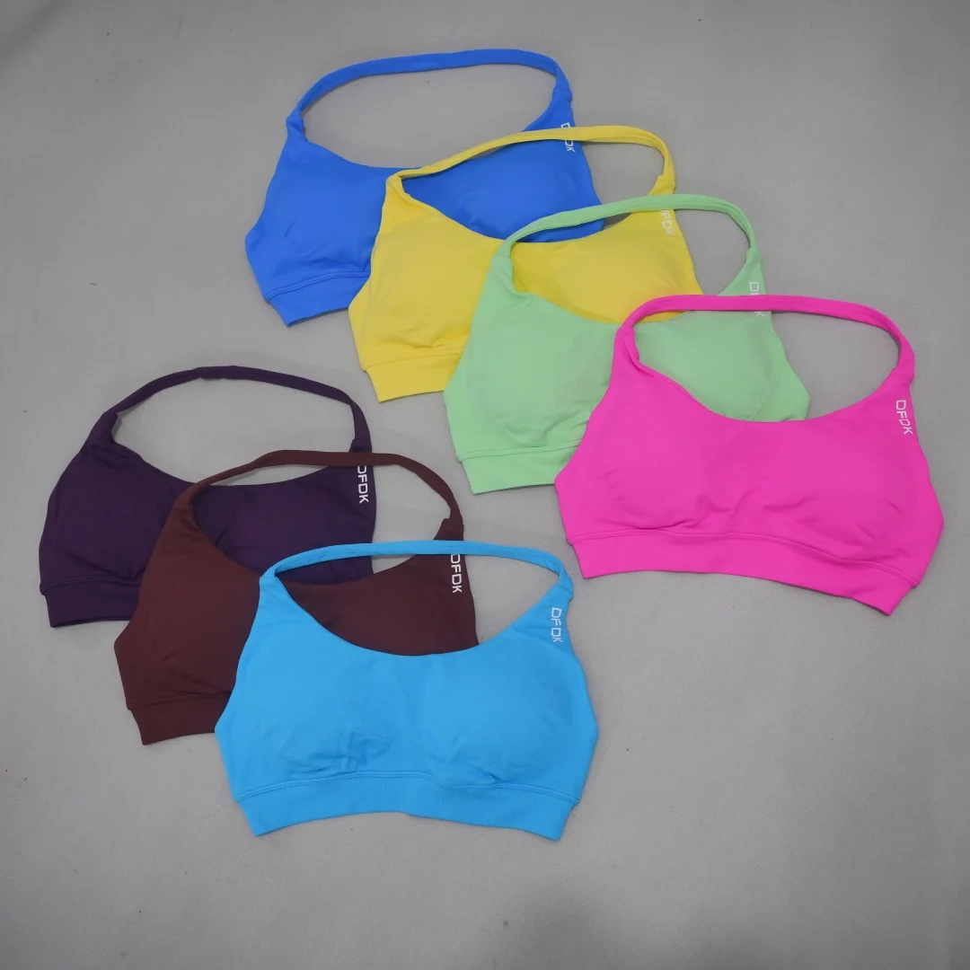 Sujetador Deportivo Sin Costuras para Mujer DFDK, Top de Yoga con Soporte Alto y Push-Up, Sin Espalda, para Fitness, Gimnasio, Entrenamiento, Running, Camisola Atlética