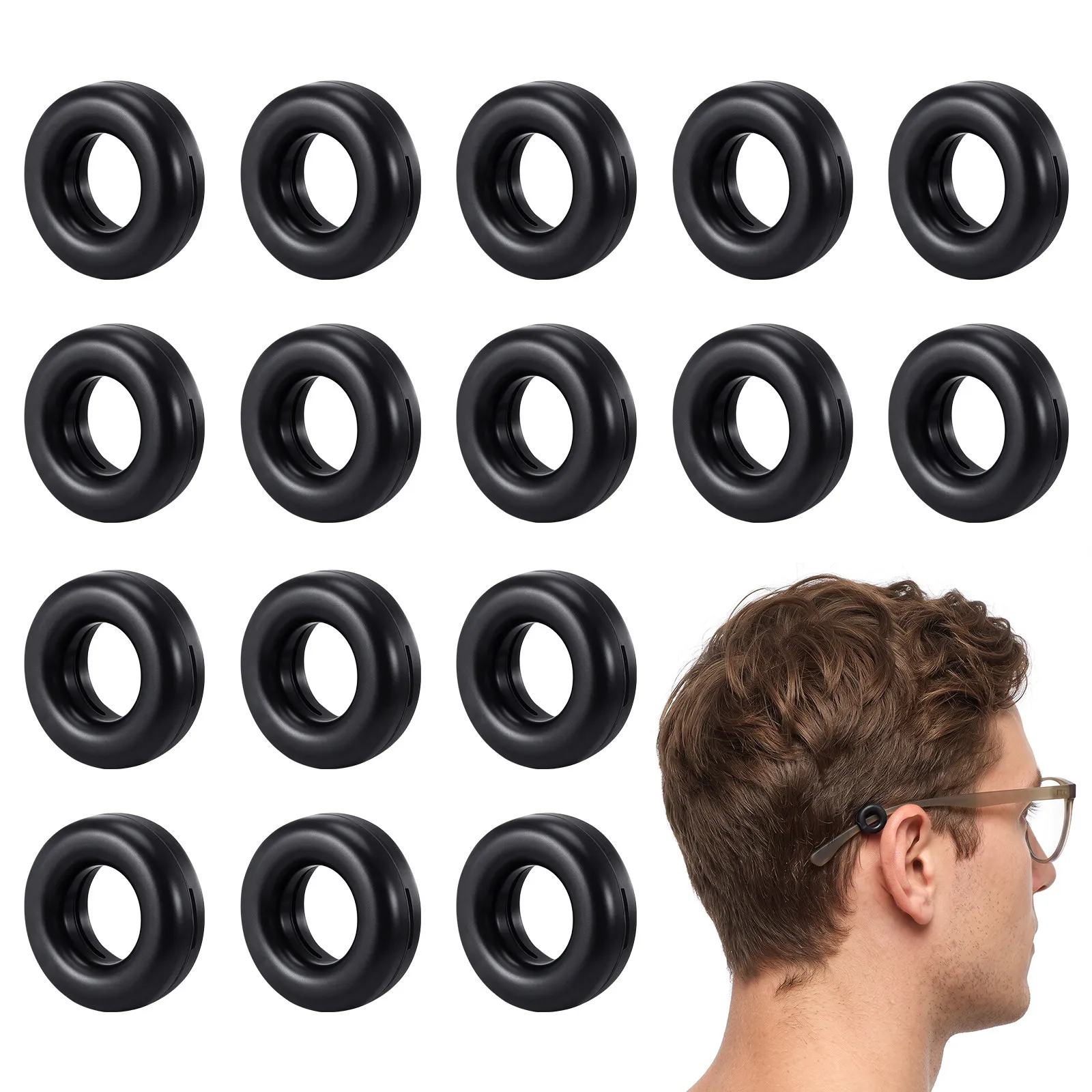 10Pairs Anti-Slip Silicone Glasses Retainer Rings Comfort Eyeglasses Temple Tips Sleeve for Reading Sunglasses Sports Black