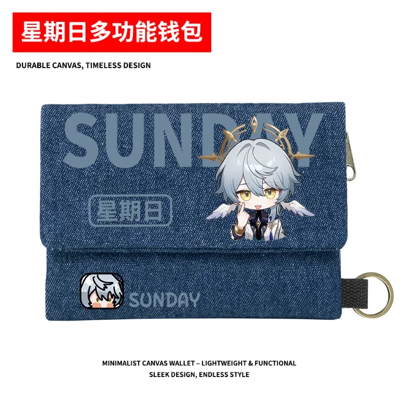 

Anime Honkai: Star Rail Game Cos Sunday Unisex 2025 Spot Simple Denim Zipper Card Purse Gift