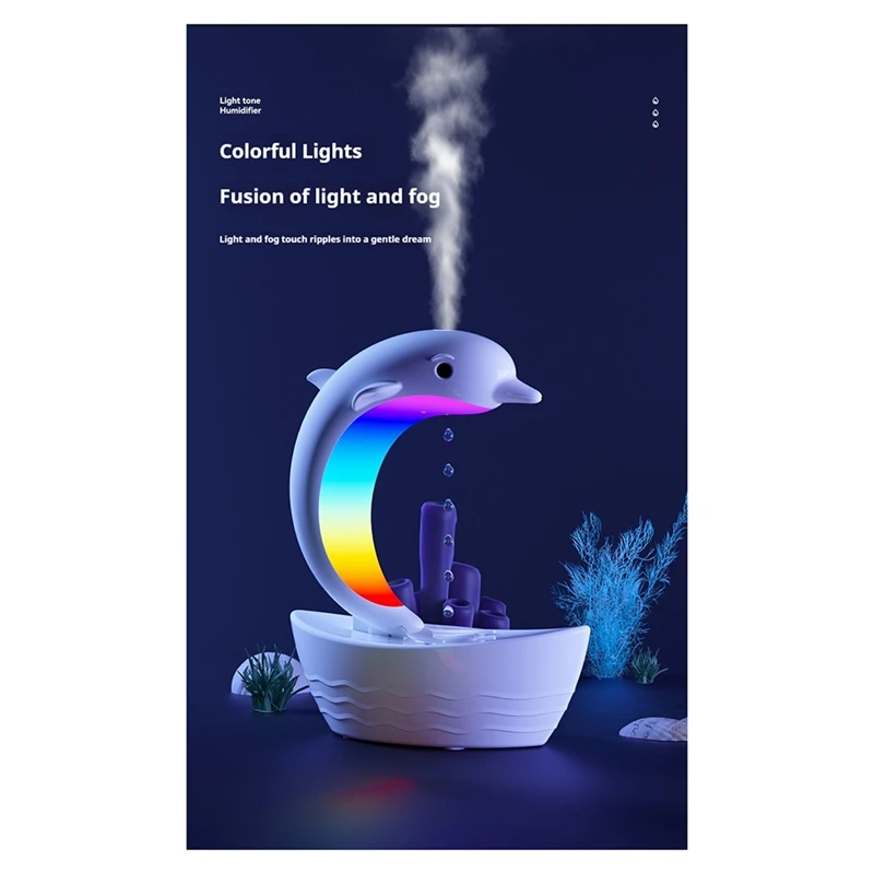 A36T-Dolphin Water Droplet Humidifier Bluetooth Speaker, Light Tone Humidifier, Colorful Lights