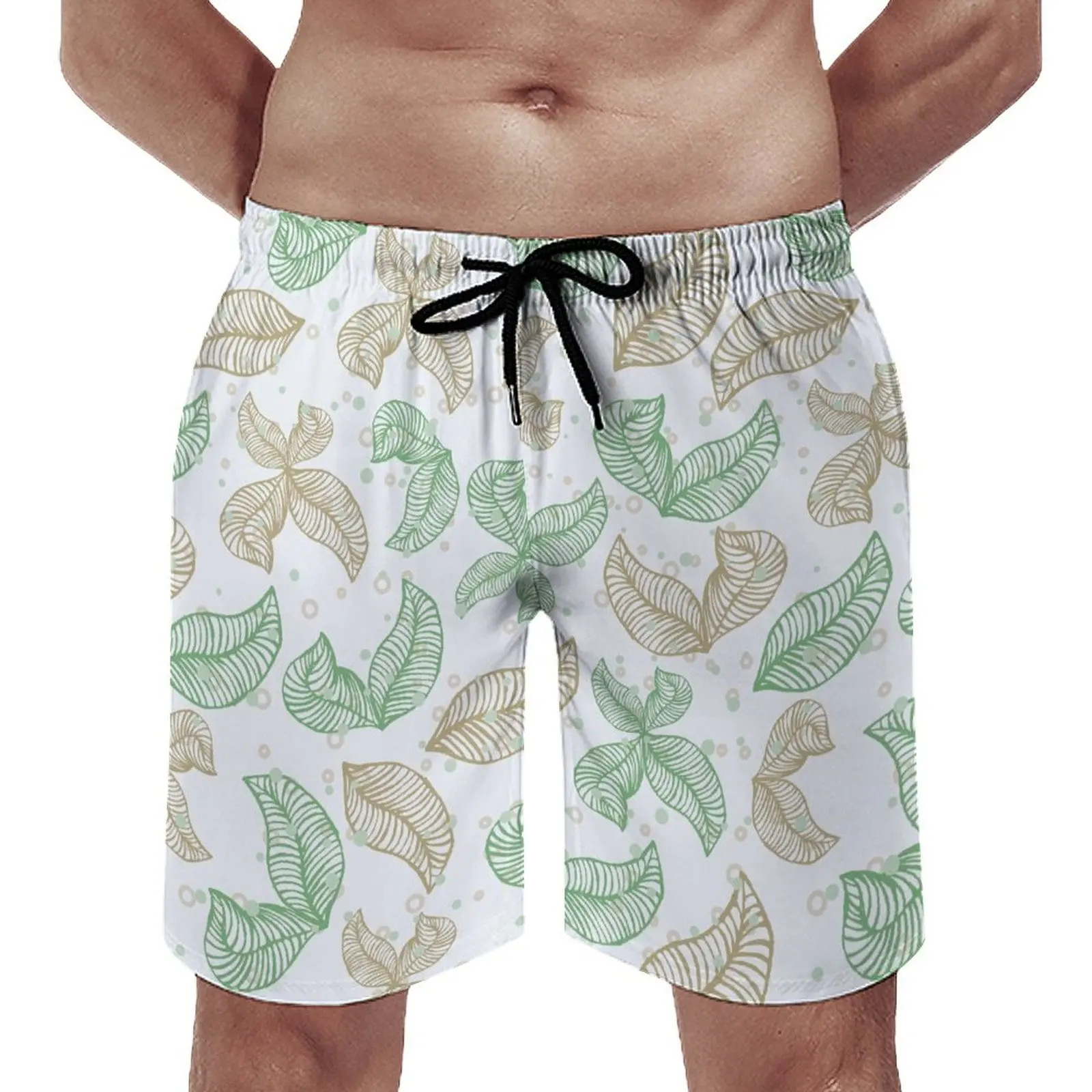 Summer Fashion Men/Women Loose Casual Plus-Size Cartoon Coconut Leaf Illustration Print Can Be Worn On The Beach Quarter Pants