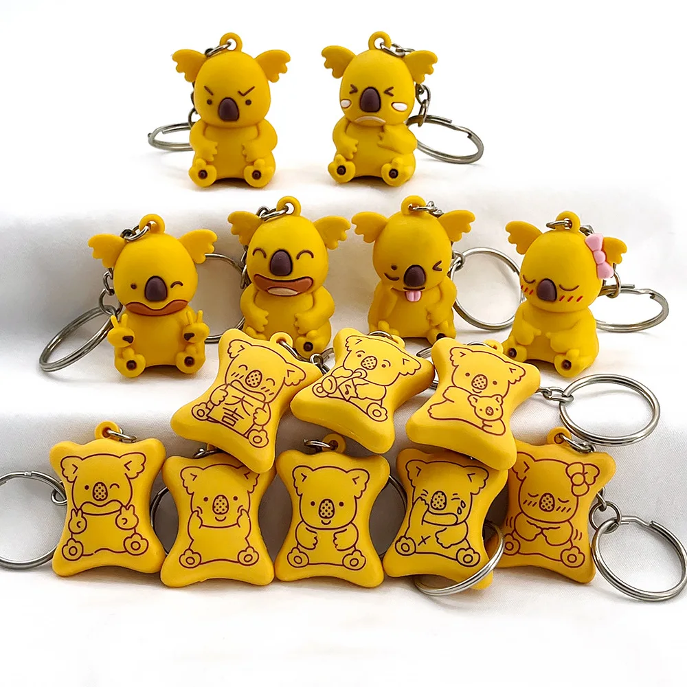 Foodie Bear Biscuit Keychain Simulation PVC Bear Biscuit Pendant Cartoon Bear Chocolate Flavored Biscuit Keychain