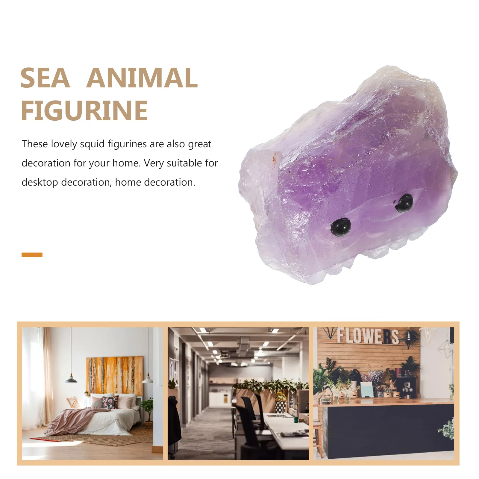 

Premium Natural Amethyst Squid Crystal Sculpture Hand Carved Sea Animal Desktop Ornament Home Decoration Meditation Balance
