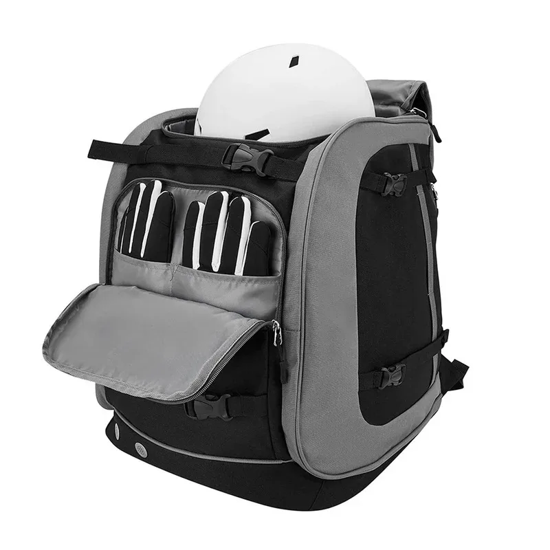 Portable 65L Ski Backpack Large Capacity Carrying Storage Bag Compartments Oxford Cloth for Ski Boot Skis Travel