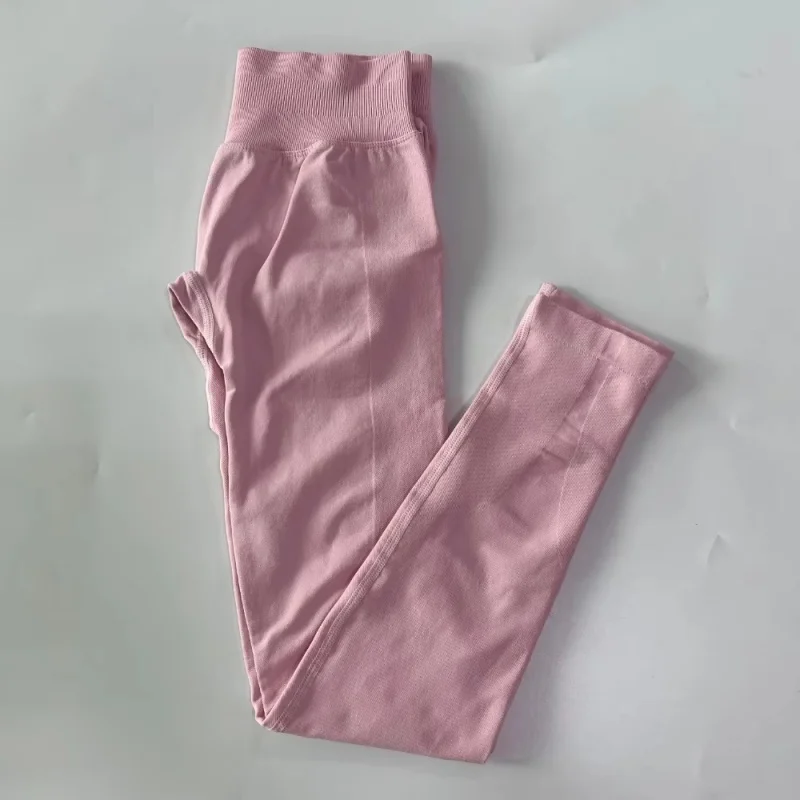 IDFYNEI Yoga Leggings Women Yogas Pants Seamless High Elastic Ribbed Gym Trousers Slim Buttock Lifting Shaping Gym Pants