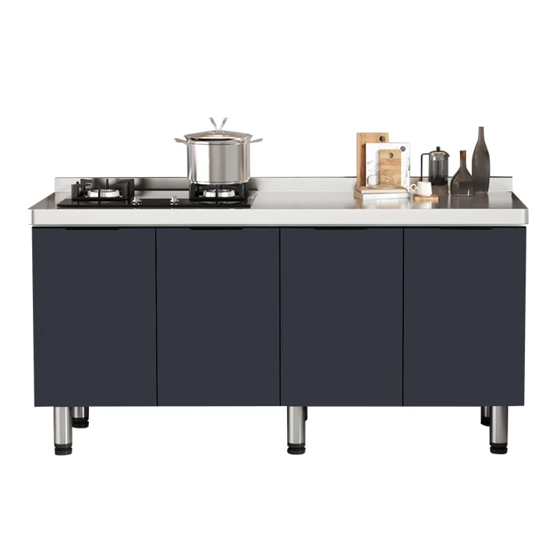 

Stainless Steel Kitchen Cabinets Integrated Sink, Simple Cabinets, Assembled