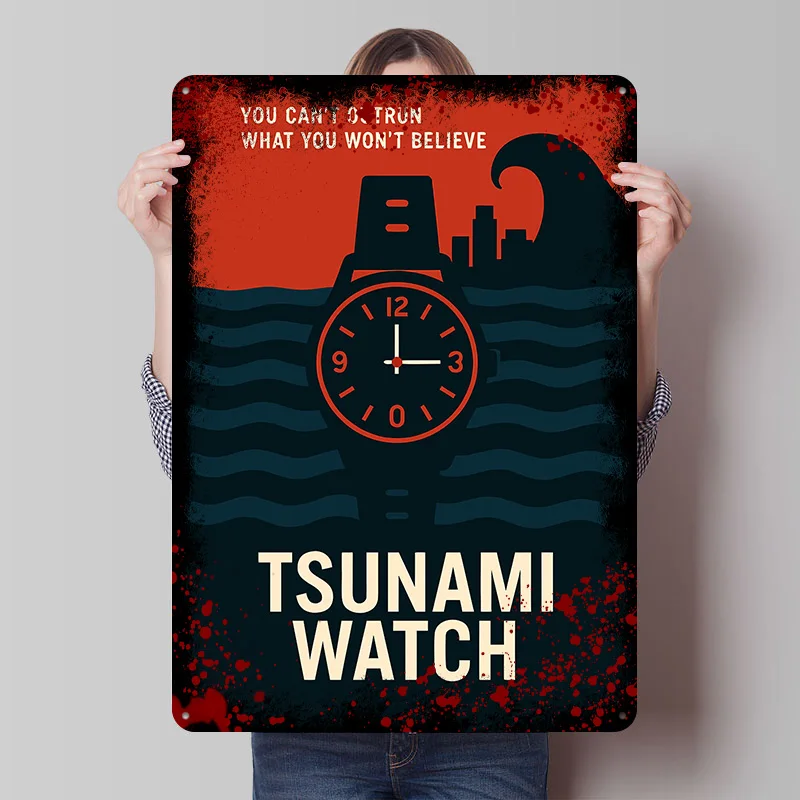 Tsunami Watch Poster Printed Poster Customized Wall Art Retro Vintage Metal Tin Signs for Home Decoration Bedroom Decorations