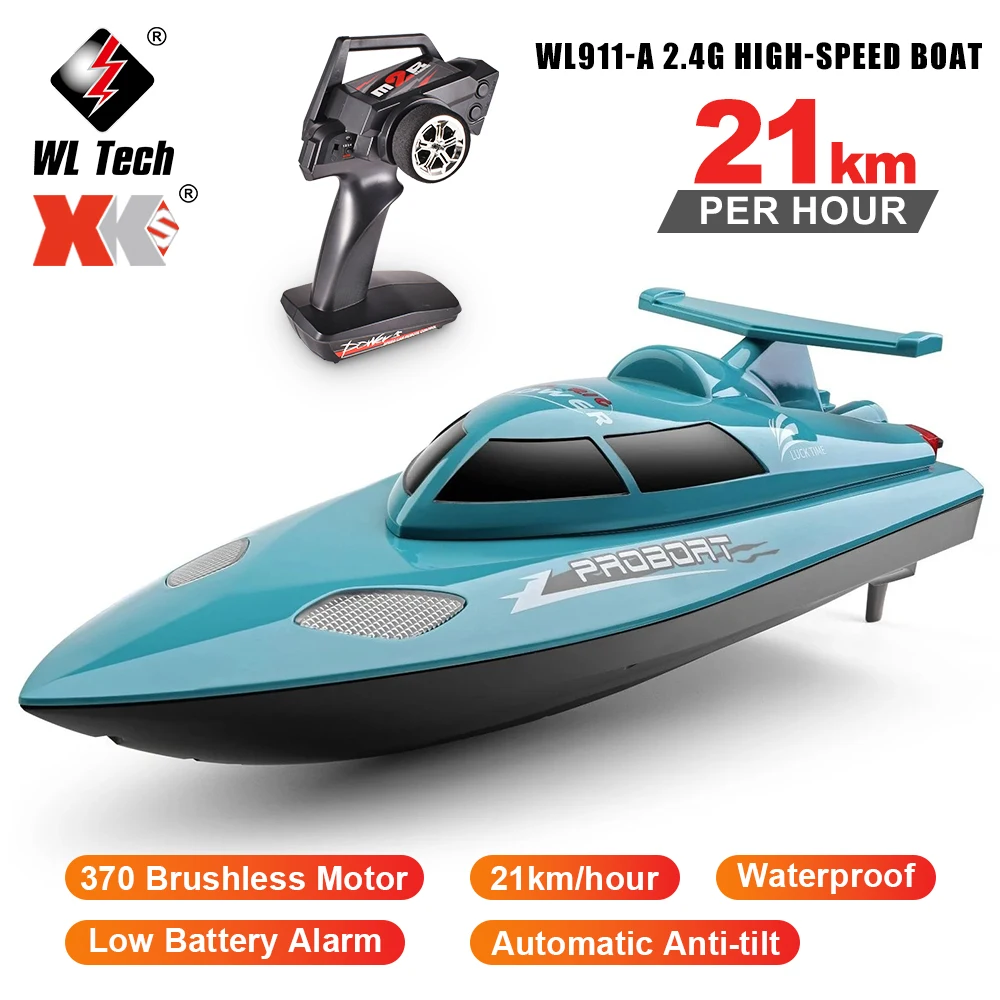 

WLtoys XK WL911-A RC Boat Waterproof 21km/h 2.4GHz 370 Brushless Motor Remote Control Ship Water Cooling System with Battery