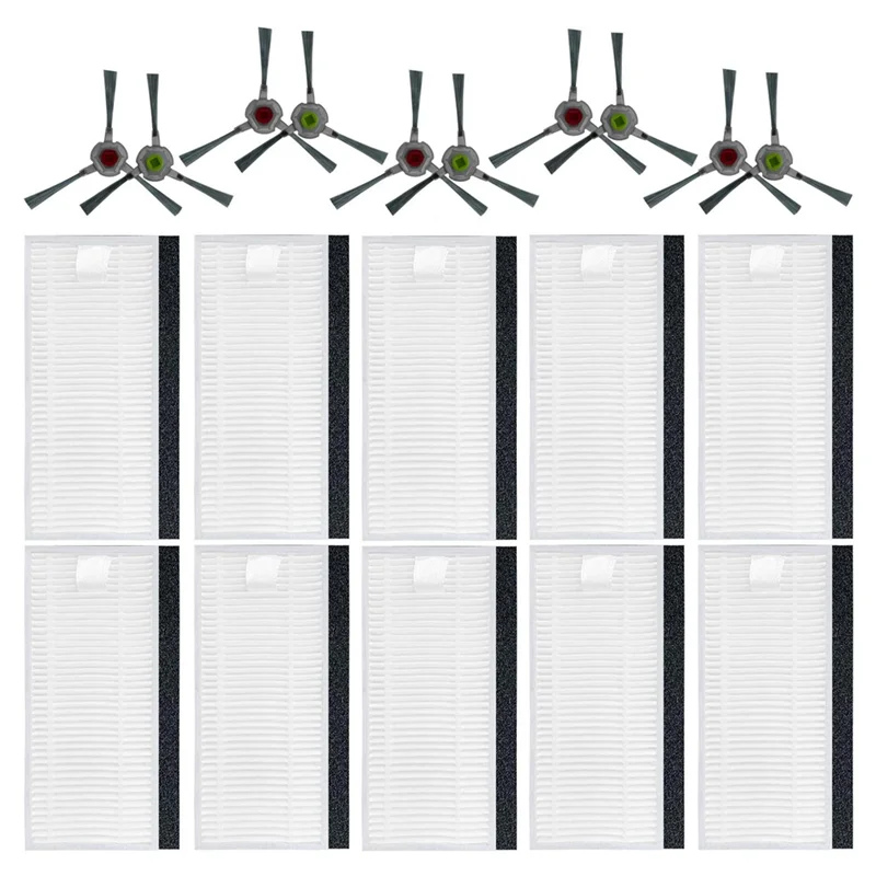 A01V-Parts สําหรับ AIRROBO P20 หุ่นยนต์เครื่องดูดฝุ่นอุปกรณ์เสริม 10 แปรงด้านข้าง,10 ตัวกรอง Hepa