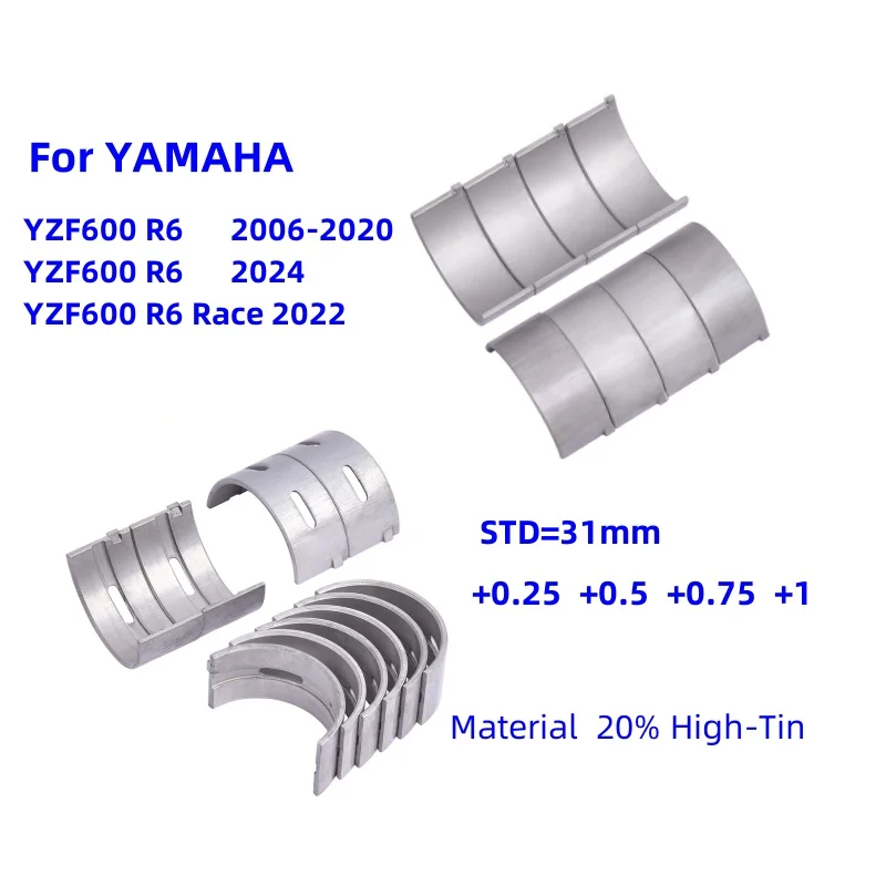 STD 31mm +0.25 +0.5 Connecting Rod Crankshaft Bearing for YAMAHA YZF-R6 YZF600 YZFR6 YZF R6 YZF 600 2006-2020 2024 Race 2022