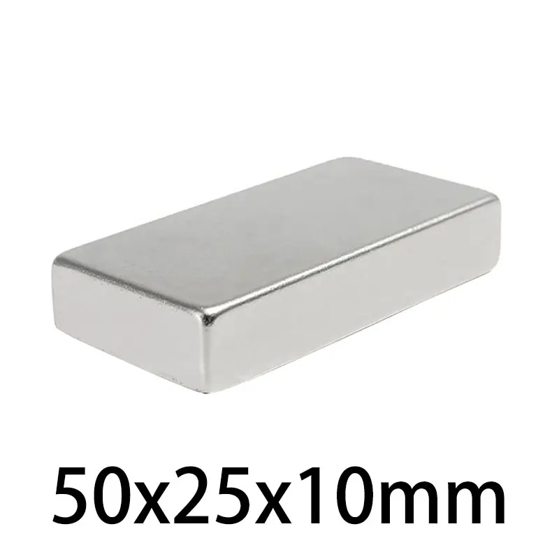 1/2/5 pz 50x25x10mm N35 blocco potenti magneti striscia magnete al neodimio 50x25x10mm forte permanente NdFeB magnetico 50*25*10mm