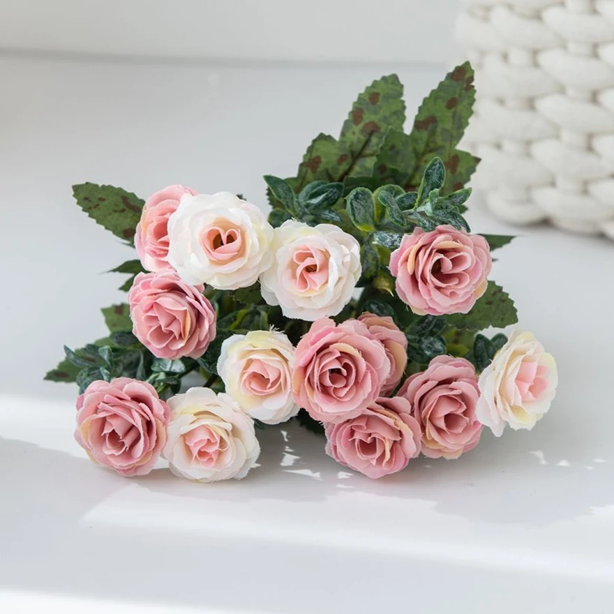 Artificial Flower Silk Roses Wedding Home Bridal Holding Flowers Wreath Decoration Courtyard Festival DIY Bouquet Gift Accessory