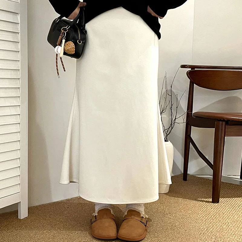 

Женская свободная юбка-рыбка с высокой талией больших размеров, облегающая бедра, средней длины, зимняя, новый стиль, милый дизайн NQ1301