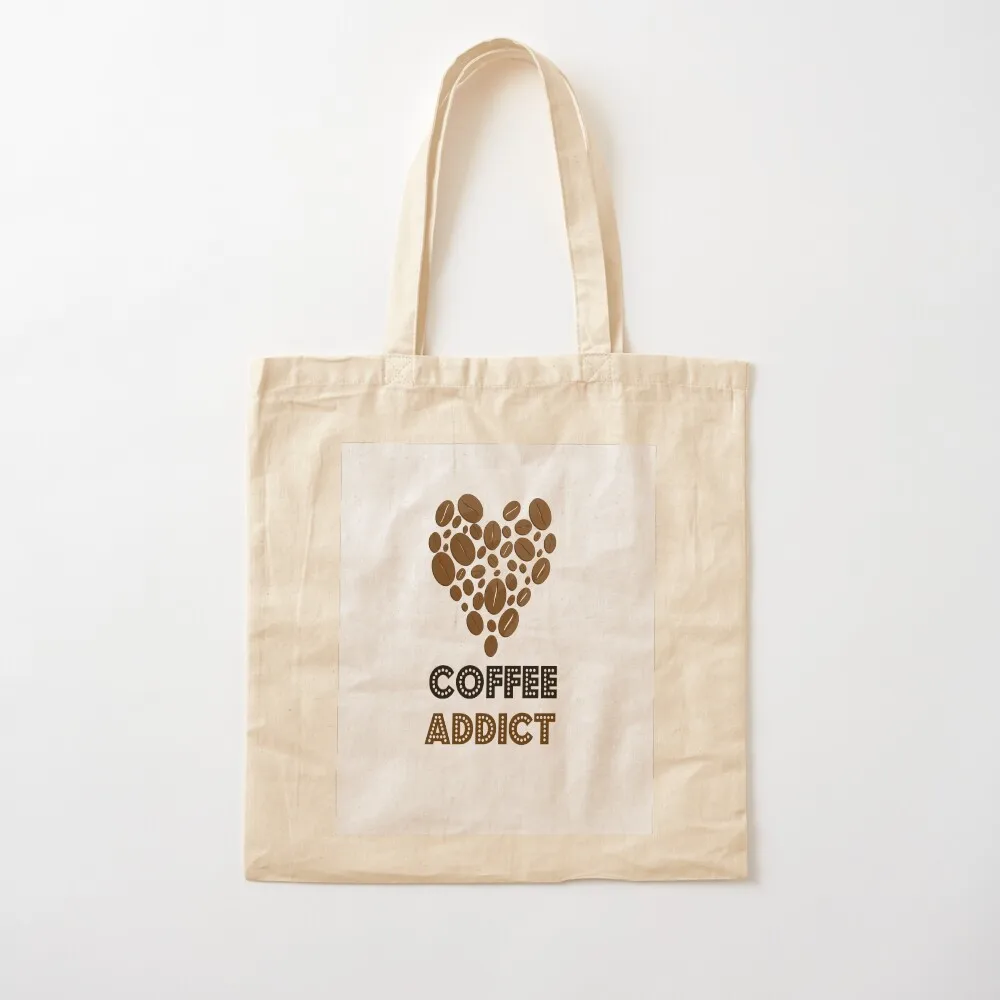 تي شيرت القهوة - مدمن القهوة - هدية - حقيبة حمل عيد الميلاد، حقائب مخصصة قابلة للطي وقابلة لإعادة الاستخدام، حقيبة يد نسائية