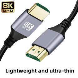 HD 2.1 Standard Cable 0.5m, 8K60Hz 4K120Hz 48Gbps EARC ARC HDCP Ultra-thin High Speed HDR UHD for HDTV Laptop Projector PS4 PS5
