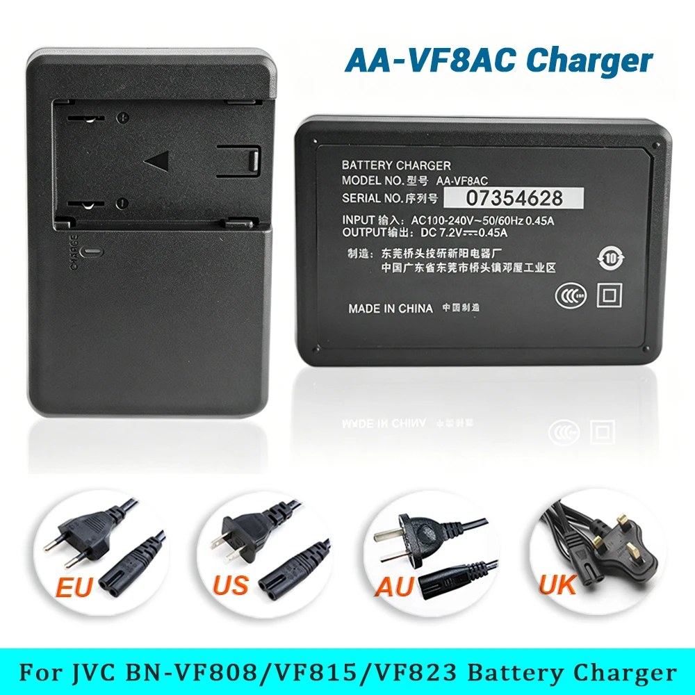 AA-VF8 AA-VF8AC Charger for JVC BN-VF808 VF815 VF818 BN-VF823 Battery GZ-D230,HD3,HD5,HD6,HD10,HD300,MG35,MG36,MG177,MG130,MG260