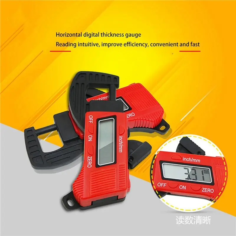 Hot Trend-2 Pcs 0-12.7Mm Plastic Carbon Fiber Composites Digital Thickness Caliper Micrometer Gauge