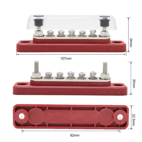 A Pair Terminal Blocks 12V 24V M10 Safe Red Black Power Distribution Stud Battery Junction Block Post For Car Truck RV 10 best sales 12v terminal - №10